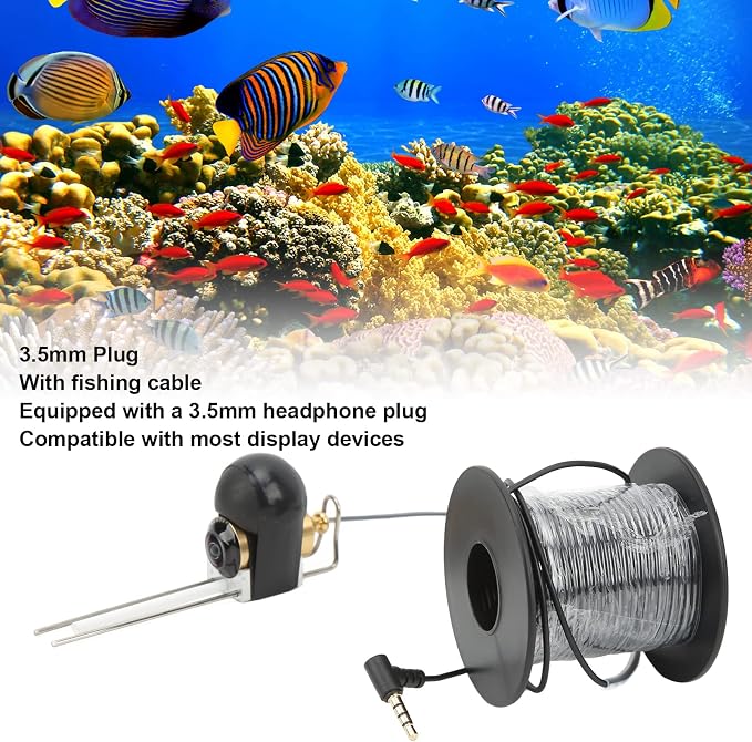 Underwater Fishing Camera, Portable Video Fish Finder Camera with Fishing Cable & 940pcs LED White Lights, CVBS Camera for Sea, Lake, Boat, Kayak, Ice Fishing