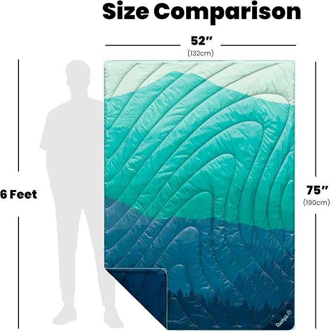 Rumpl Original Puffy 1-Person Blanket for Camping and Outdoors, Seascape Ridge Mountains