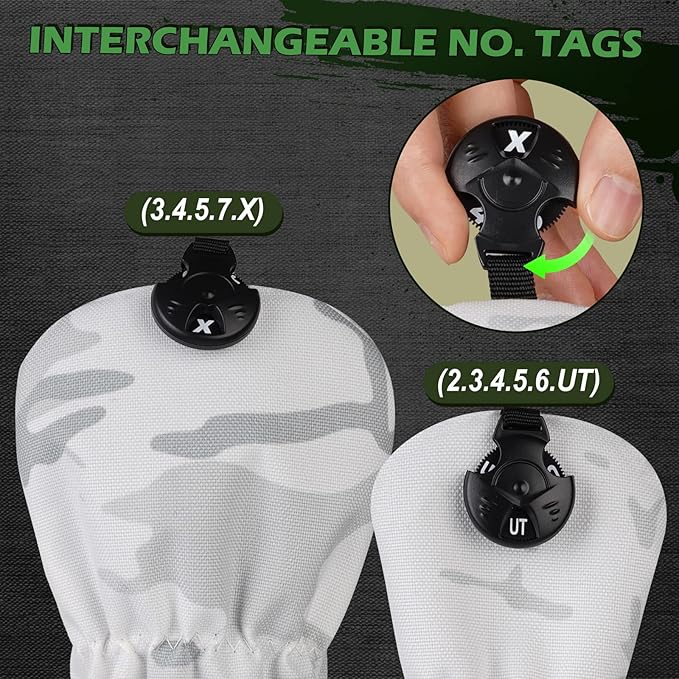 3 Pack Camouflage Golf Club Head Covers for Driver, Fairway Woods and Hybrid with Rotatable Number Tag
