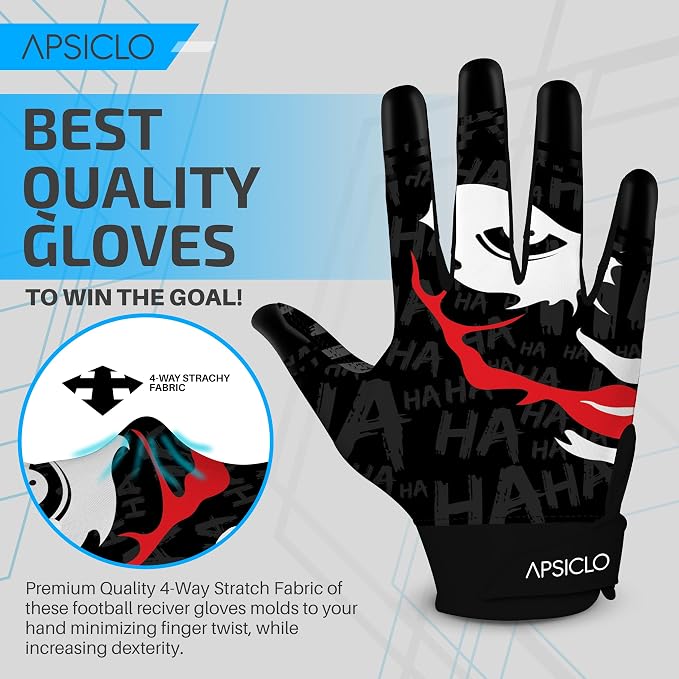 Youth Football Gloves – Sticky Silicone Grip – Youth & Adult Sizes – Breathable, Flexible, Training Football Receiver Gloves & Game Gear