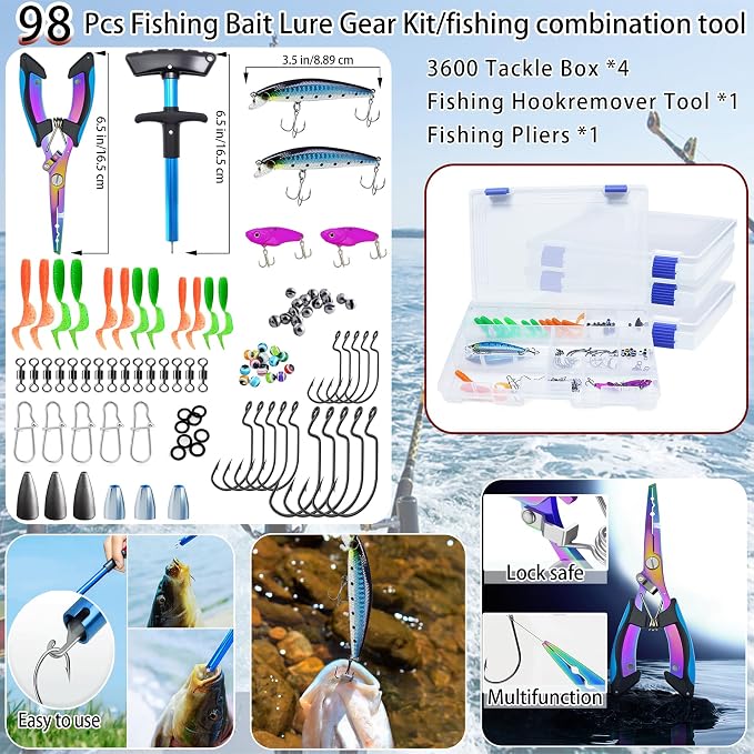 Fishing Backpack with Rod Holder, Large 50L Tackle Bag Water Resistant Tackle Backpack Heavy Duty Fishing Bag Gift for Men Woman