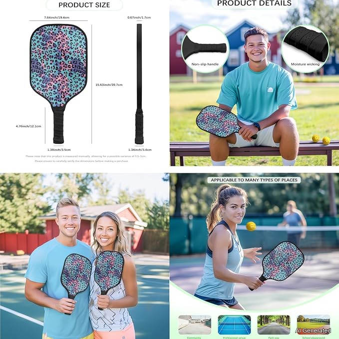 Pickleball Paddles Set 3PCS Pickleball Paddle Case Pickleball Racket Pickleball Bag Ideal for Beginners Gifts