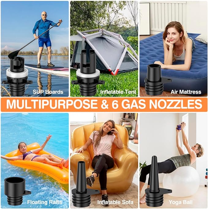 FOWAWU Paddleboard Pump, Sup Pump Electric DC 12V Car Connector, Paddle Board Pump Intelligent Dual Stage Inflation & Deflation