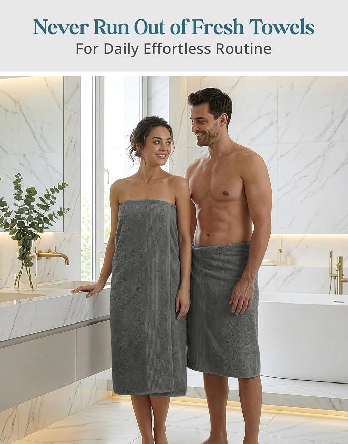 Casa Platino 100% Cotton Bath Sheets Set of 2 (36"x72") - Ring Spun Cotton Extra Large Bath Towels Sets - Quick Dry, Soft & Absorbent Oversized Grey Towels Set - Minimal Lint & Fading - Ultimate Grey
