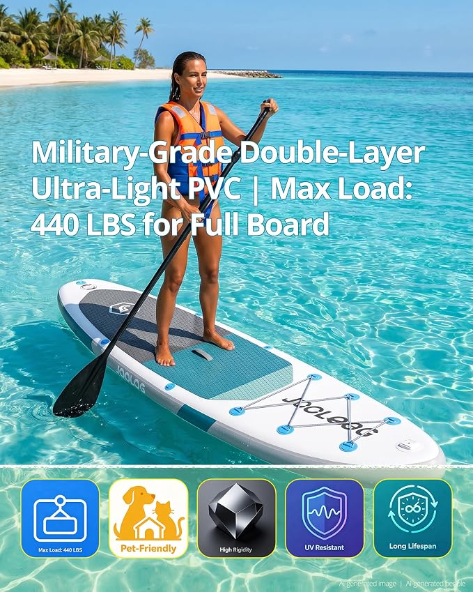 Inflatable Stand Up Paddle Board with Seat, 10'6"/10'5" SUP 440LBS, Recreational Paddleboard for Adults Beginners, Blow Up Paddle Board with Fishing Design, Camera Mount, Cooler Bag & Full Accessories