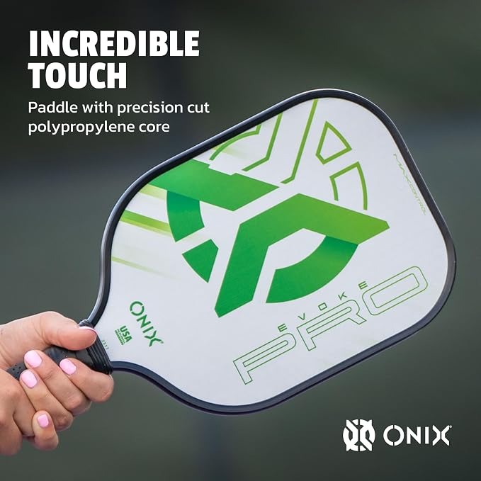 Onix Evoke Pro Composite Face Incredible Touch Maximum Control and Spin Pickleball Paddle – Polypropylene Honeycomb Core with Protective Edge Guard Widebody Shape