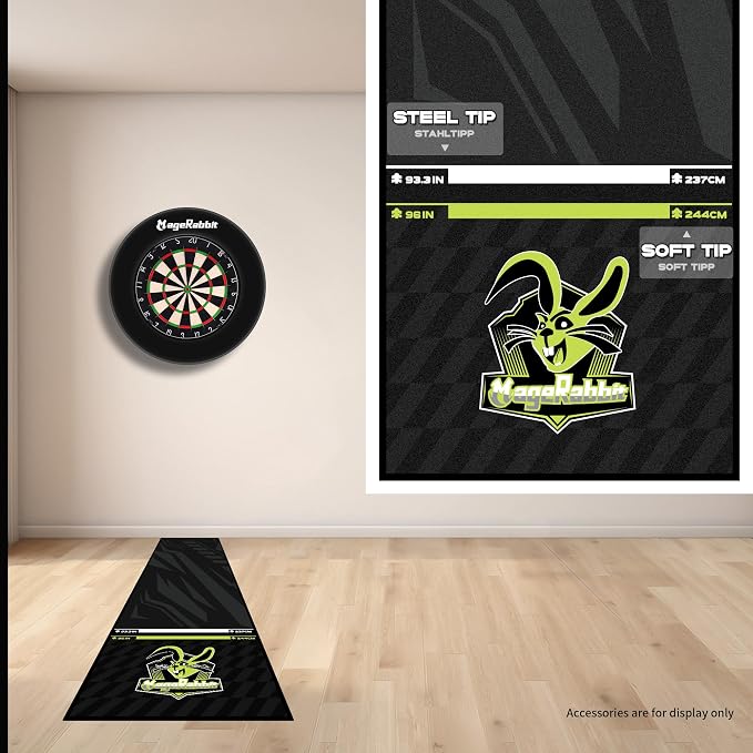 Darts Mat, 297x66cm, with Oche Lines, Professional Non Slip Carpet, Protection for Floor and Dart Tip (MageRabbit)