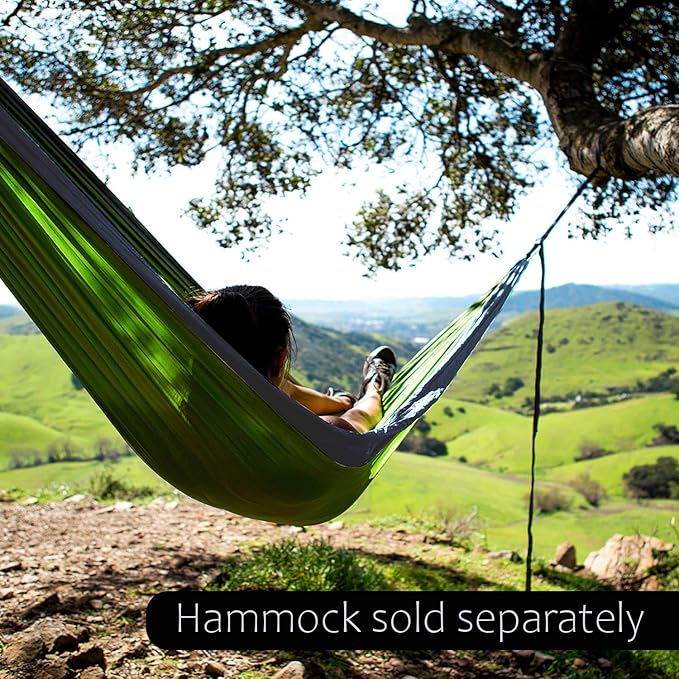 Hammock Straps and Carabiners Set | 22 Feet Total, 44+2 Loops | 1200lbs Breaking Strength (500lbs Rated) | Non-Stretch, Lightweight, Portable - Quick Setup | Heavy Duty, Tree Friendly