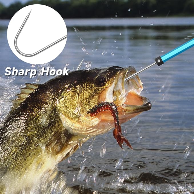 SANLIKE Telescopic Fishing Gaff Aluminum Pole with Nonslip Rubber Handle Stainless Steel M8 Screw Hook