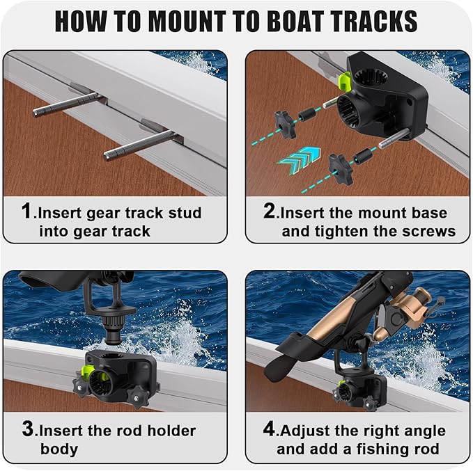Combo Mount Fishing Rod Holders - 360 Degree Adjustable Boat Rod Rack