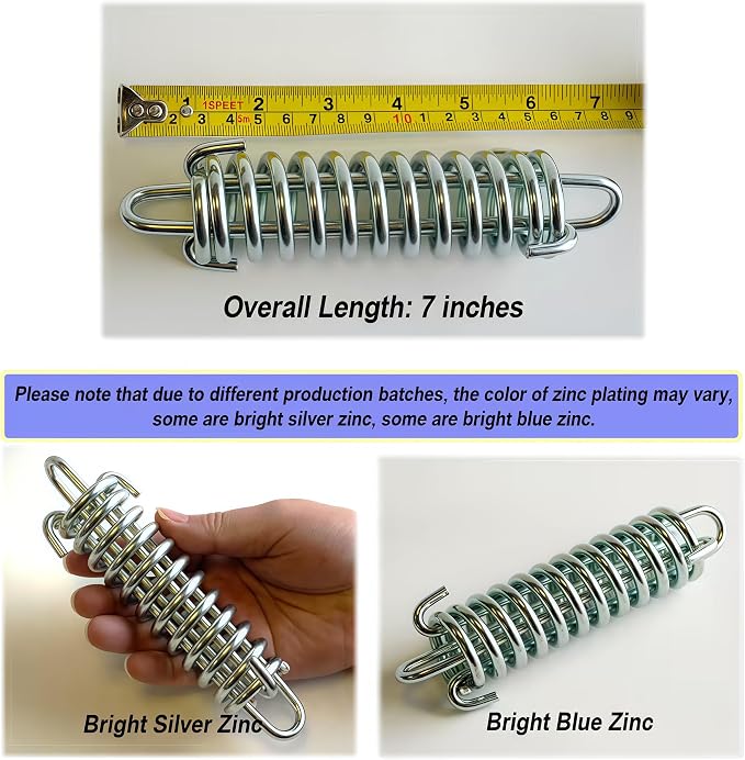 Porch Swing Spring 1-9/16 x 7 Inches Heavy Duty Drawbar Style for Swings, Hammocks, Sunshade Sails, Large Dog Chain Leash, Boxing Bags, Gym & Patio (2 Pack)