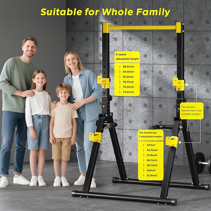 SogesHome Power Tower Dip Station Pull Up Bar for Home Gym, Adjustable & Foldable Multifunction Fitness Workout Station with Triangular Stability Design for Strength Training