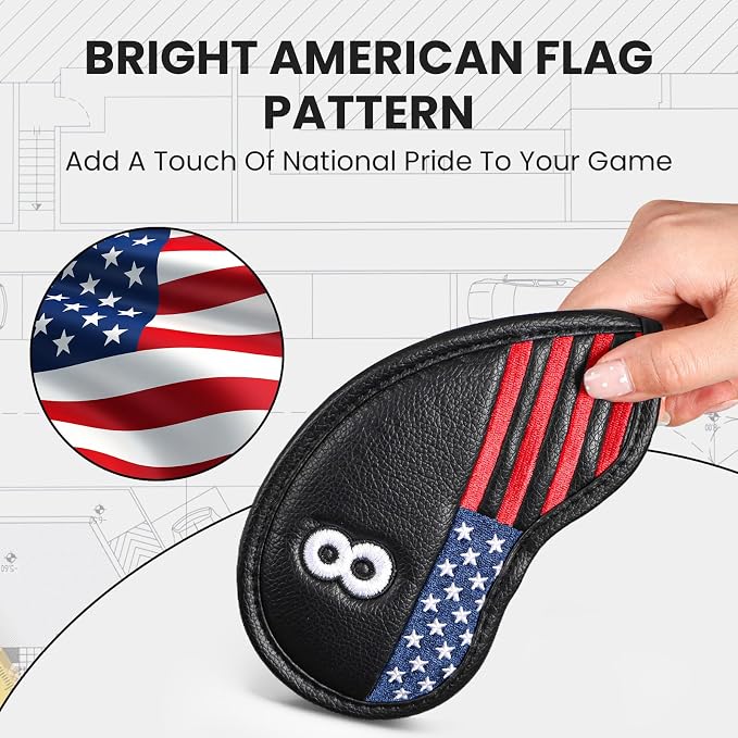 FINGER TEN Magnetic Golf Iron Headcovers Value 11 Pack, Durable PU Leather with Embroidered Numbers for Easy Identification, Multiple Colors Available Fits Most Iron Clubs