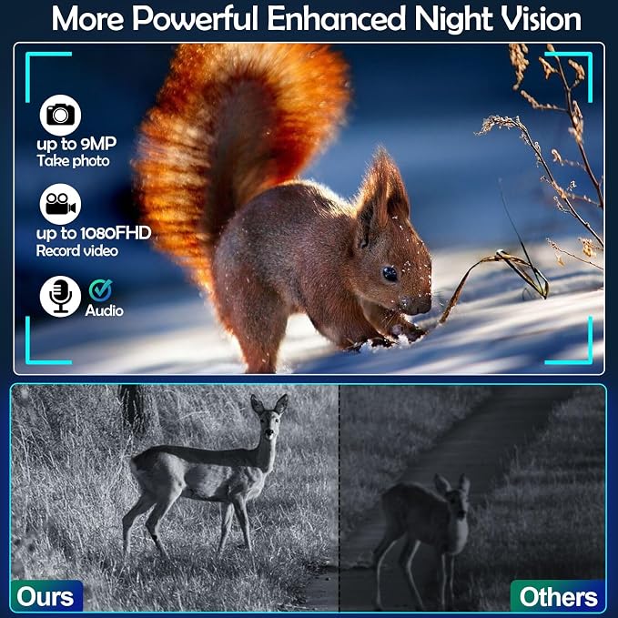 Night Vision Binoculars Long-Lasting for Total Dark up to 1312ft, 6X Zoom & F1.4 Aperture with Night Vision Camera, Rechargeable Night Vision Goggles for Camping, Security, Outdoor, Animal Viewing