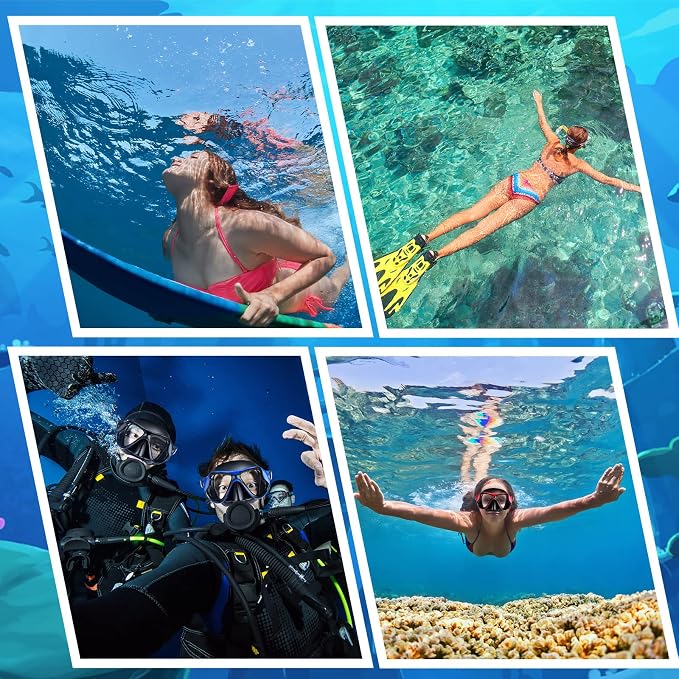 Preboun 4 Pcs Adult Snorkeling Diving Mask Scuba Swim Masks Anti Fog No Leaking Snorkeling Goggle for Men Women Panoramic Swim Goggles with Nose Cover for Diving Underwater