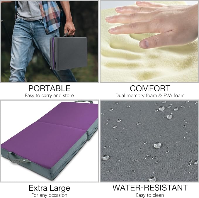 KI Store Garden Kneeling Pad Memory Form Knee Cushions for Gardening Extra Thick Knee Pad Water Resistant Prayer Pillow for Work Yoga Physical Therapy Purple