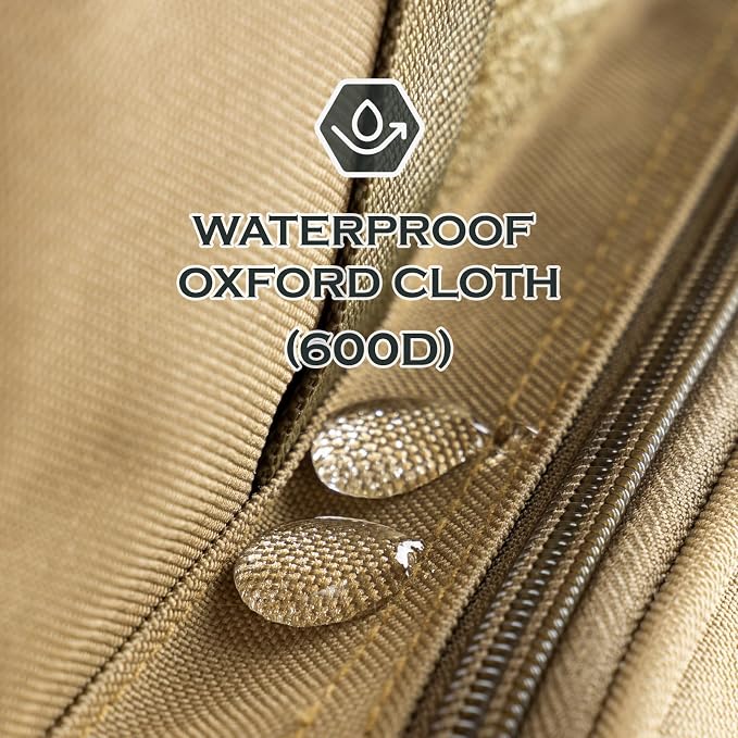 Ghosthorn Fishing Tackle Bag with Rod Holder Saltwater & Freshwater Resistant Large Tackle Box Bag - Waterproof Base, Adjustable Padded Shoulder Strap (Khaki)
