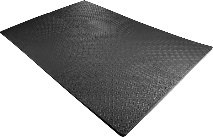 BalanceFrom 6 Piece Foam Floor Mat Puzzle Tiles, 3/4” Thick, 24 Sq Ft, Black