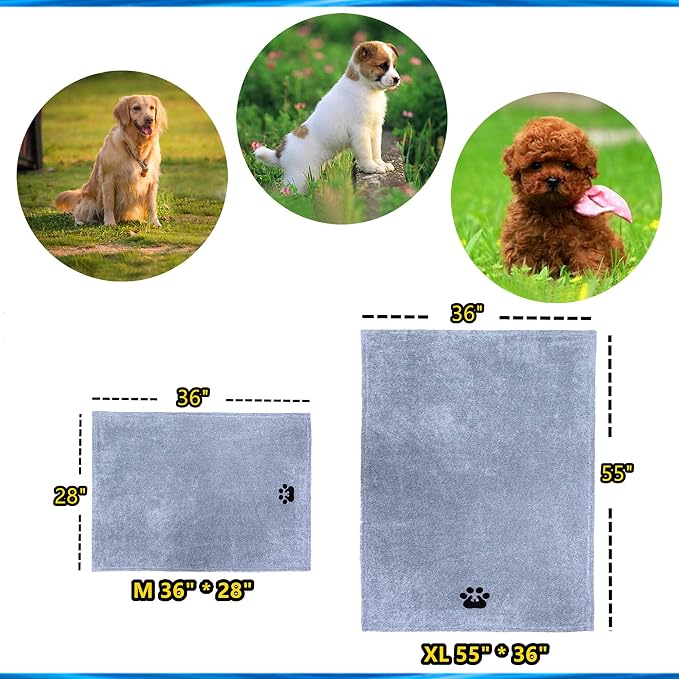 Dogvingpk Extra Large Dog Towel 1 Pack, Super Absorbent Soft Quick Drying Microfiber Pet Bath Towels for Large & Medium Dogs (XL-55" * 36", Brown)