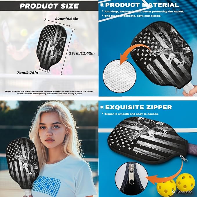 Pickleball Paddles Set 3PCS Pickleball Paddle Case Pickleball Racket Pickleball Bag Ideal for Beginners Gifts