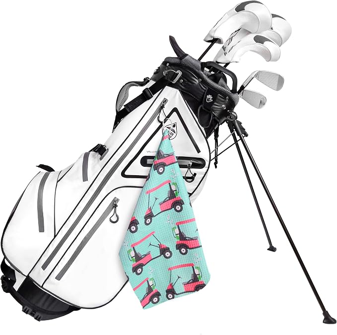 Magnetic Golf Towel for Golf Bags with Clip for Men & Women, Waffle Weave Microfiber Towel with Industrial Strength Clip Hook for Strong Hold to Golf Carts or Clubs, Set of 3