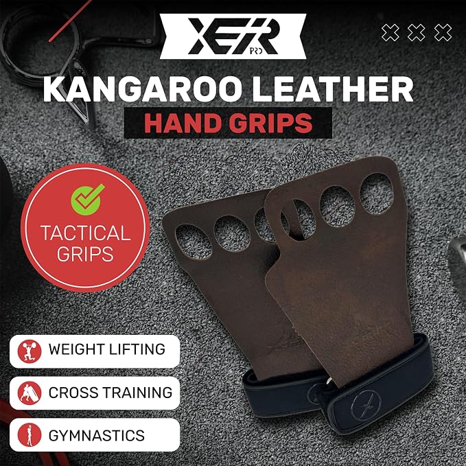 X-GRIPP: Kangaroo Leather Hand Grips for Weight Lifting, and Cross Training - Gymnastics, Grips for Men and Women for Muscle and Pull ups - Tactical Grips
