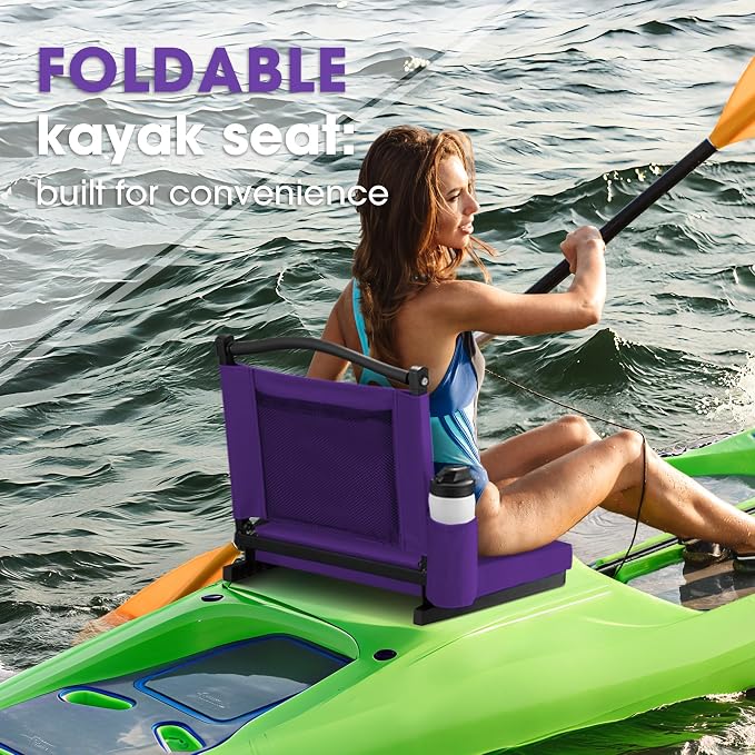 Fragess Bleacher seat, Stadium Seats with Back Support and Thick Cushion, Bleacher Chairs with Shoulder Strap and Side Pocket, Stadium Seat for Bleachers, Perfect for Sports Events(Purple)