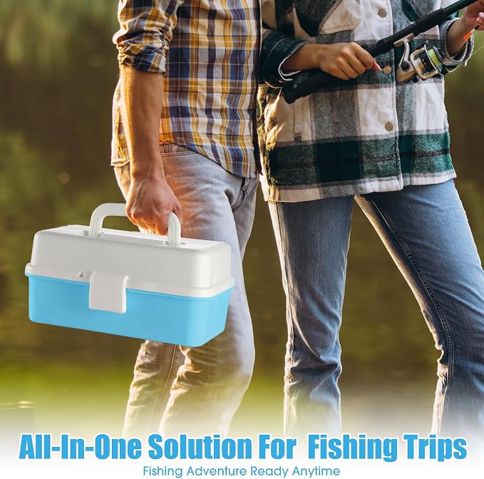 RoundFunny 3 Layers Fishing Tackle Box 414 Pcs Fishing Gift Lures Gear Kit with Tackle Included Pliers Lip Gripper Bait Hook Accessories for Beginner Fisherman Women Men, Fit Bass Trout