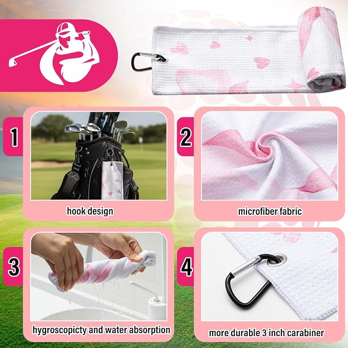 Liliful 12 Pcs Golf Accessories Kit, Include Golf Ball Bag with Hook Towel Tees Magnetic Ball Marker Divot Tool Cleaner Brush for Women Man Gifts
