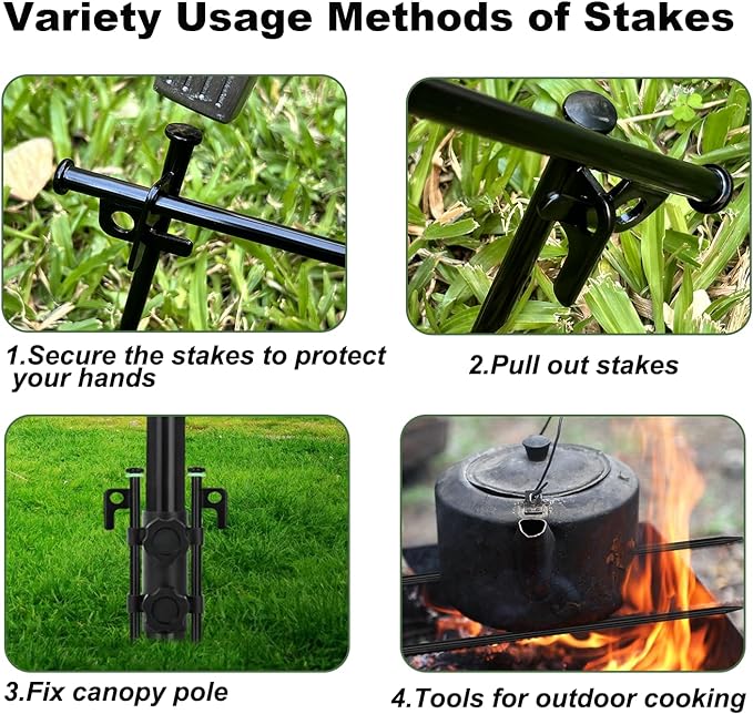 16Pcs Tent Stakes, 16in Heavy Duty Tent Stakes with Storage Pouch, Dia 0.35" Forged Steel Stakes for Tent Used on Rocks, Grassland, Snowfield(16Pcs 16in Stakes)