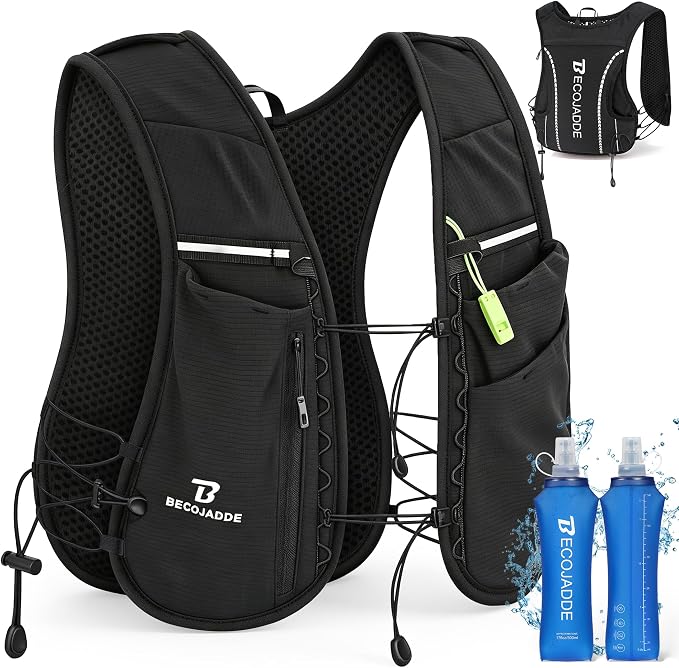 BECOJADDE 5L Running Vest for Women, Hydration Backpack Lightweight & Breathable for Trail Running, Marathon, Hiking, Cycling