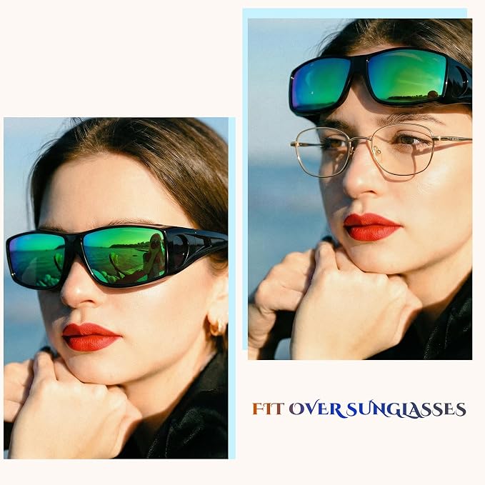 LVIOE Over Glasses Sunglasses Wrap Around Polarized Sunglasses for Men Women Fit Over Prescription Glasses with UV Protection