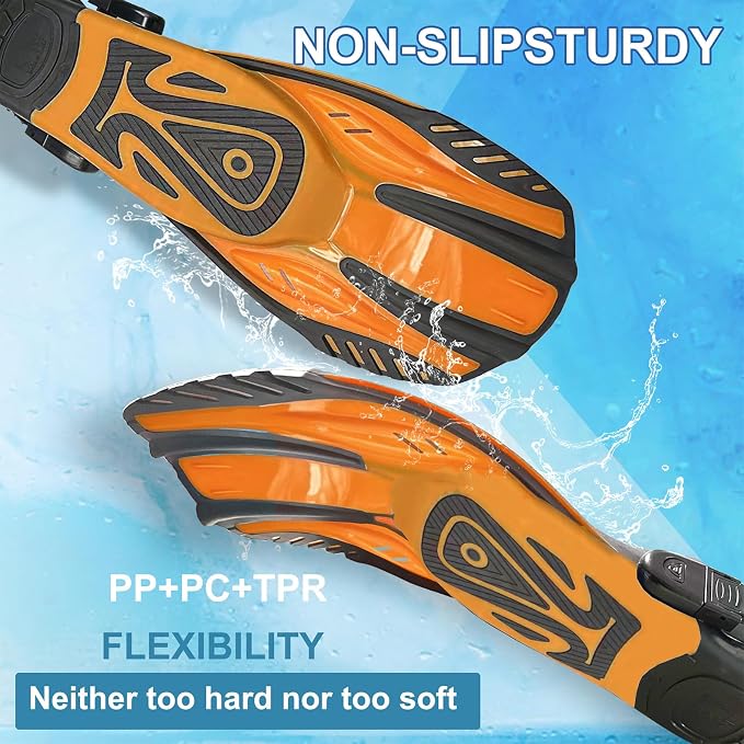 Snorkeling Gear for Adults,Mask Fins Snorkel Set,Panoramic View Diving Mask Anti-Fog,Dry Snorkel,Adjustable Swim Flippers and Travel Bag,Adults Snorkel Gear for Swimming Snorkeling Diving