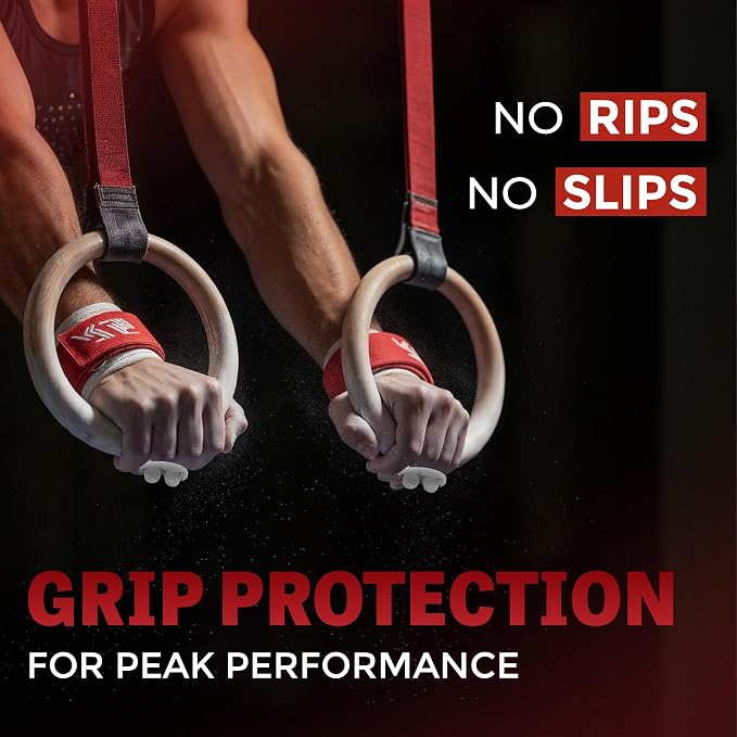 Reisport Protec Ring Gymnastics Grips for Men - Triple Strength Leather Hand Grips for Gymnastics Rings - Gymnastics Equipment & Accessories for Advanced Gymnasts