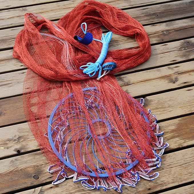 Alvinlite Cast Net for Bait Trap Fish 8ft 10ft 12ft 14ft 16ft Radius Fishing Cast Net Throw Cast Net with Heavy Duty Zinc Sinker for Freshwater and Saltwater