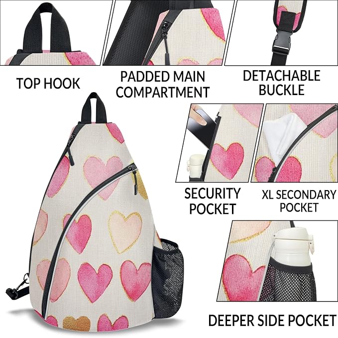 Pickleball Bag for Women Men Adjustable Crossbody Sling Backpack Hold Paddle Accessories