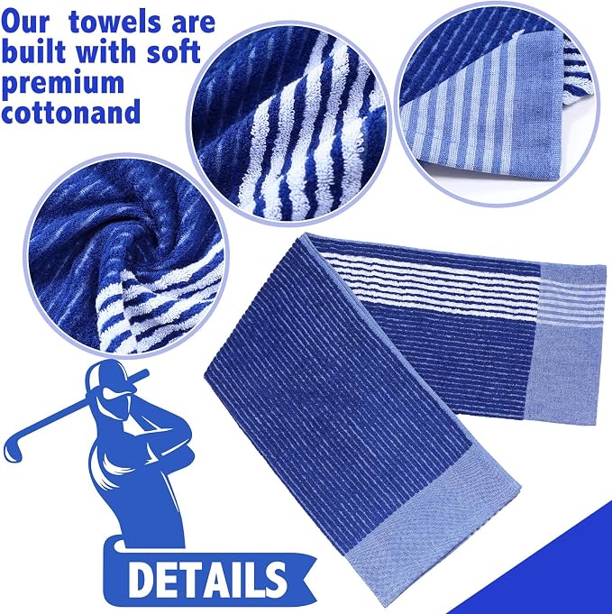 Buryeah Golf Towel 22 x 44 Inch Cotton Golf Caddy Towel Camping Large for Caddies Golfers Tour Players Club with Stripe