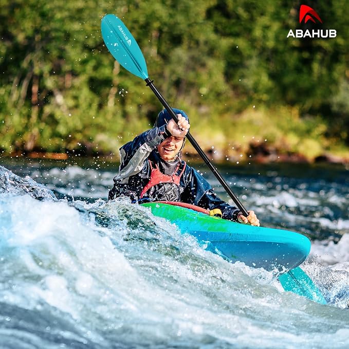 Abahub Kayak Paddle, 90.5 Inches Kayaking Oars for Boating, Canoeing with Free Paddle Leash, Aluminum Alloy Shaft Black/Blue/Green/Orange/Yellow Plastic Blades