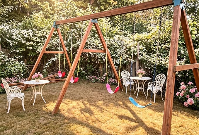 2 Pcs A-Frame Bracket for Swing Set, EZ Frame Wooden Swing Beam Support, Swing Set Hardware Accessories for Outdoor Playground, Green