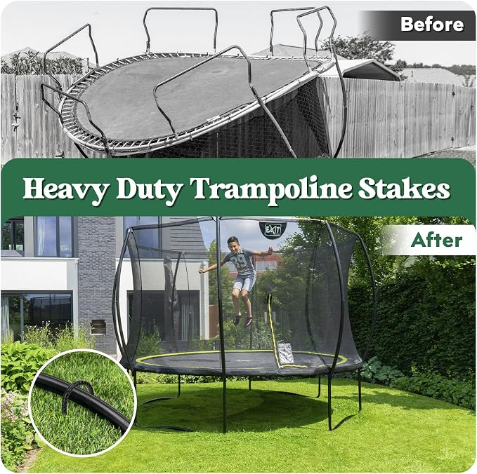 Homwin 12 inches 12-Pack Trampoline Stakes Anchors High Wind Stake Heavy Duty U Hooks for Ground Lawn Garden Yard Stakes for Decorations Swing Set Shed