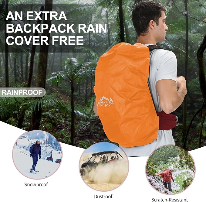 IX INOXTO Hiking Backpack, 26L/40L Waterproof Hiking Daypack with 3L Water Bladder and Rain Cover, Lightweight Travel Camping Backpack for Men Women (Red)