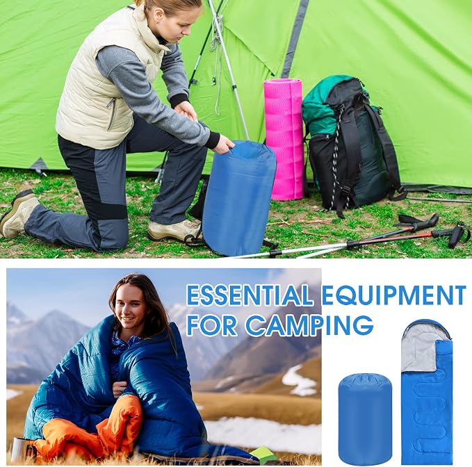 Macarrie 10 Pcs Bulk Sleeping Bags for Adults 0 Degree Waterproof Emergency Sleeping Bags with Compression Sack for Camping Hiking Backpacking Outdoor Activities