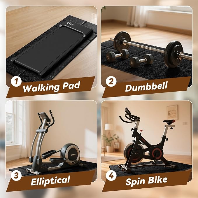 Walking Pad Mat – 68" x 24", 0.2" Thick Non-Slip Treadmill Mat for Carpet Floors & Hardwood, Shock Absorbing Exercise Mat & Under Treadmill Mat for Floor Protection in Home Gym