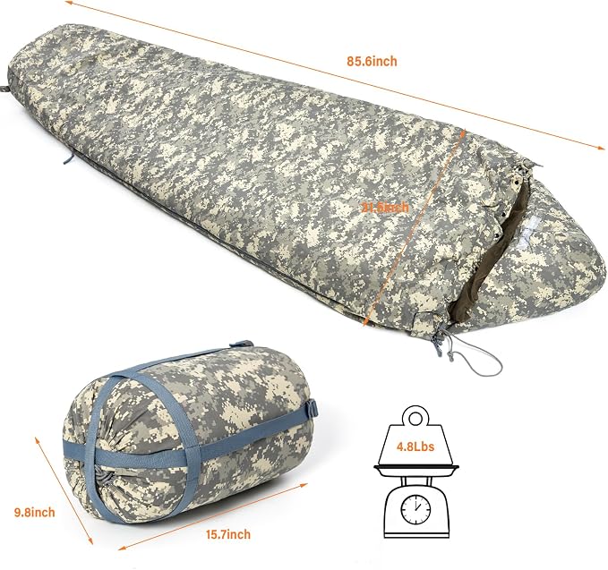 MT Military Army Force Defence 4 & Tropen Patrol Mummy Sleeping Bags with Bivy Cover Compression Sack, Modular Sleeping System 2.0 for Cold Weather,