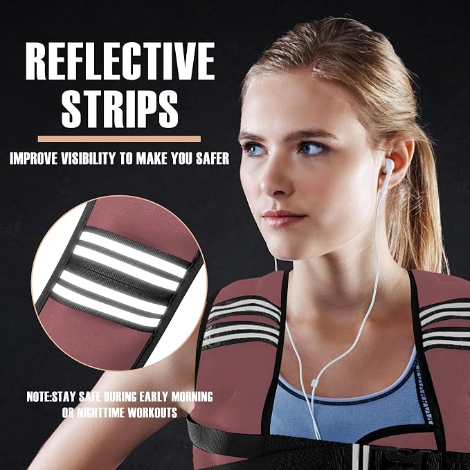 NATURELUX Weighted Vest Men or Women - 5/10/15/20/25/30lbs Weights with Reflective Stripe, Weighted Vest for Workout Equipment for Strength Training Running - Walking Weight Loss