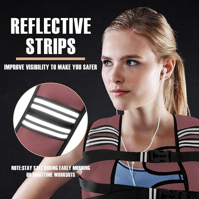 NATURELUX Weighted Vest Men or Women - 5/10/15/20/25/30lbs Weights with Reflective Stripe, Weighted Vest for Workout Equipment for Strength Training Running - Walking Weight Loss