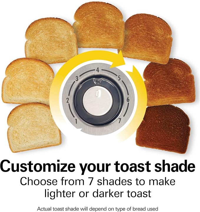 Hamilton Beach 2 Slice Extra Wide Slot Toaster with Bagel & Defrost Settings, Shade Selector with 7 Browning Levels, Toast Boost, Auto Shutoff, Black & Stainless Steel (22633)