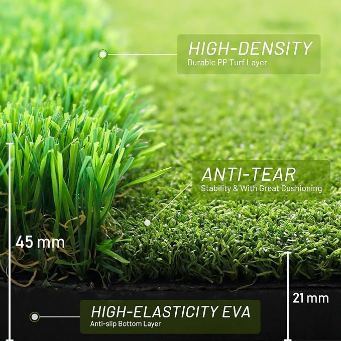 VIVITORY 5x4ft 21mm-45mm Golf Mat with Ball Tray, Thickening Golf Hitting Mat, Integrated Golf Practice with 10 Golf Balls, 7 Golf Tees, Artificial Golf Turf Mat Practice Swing Mats