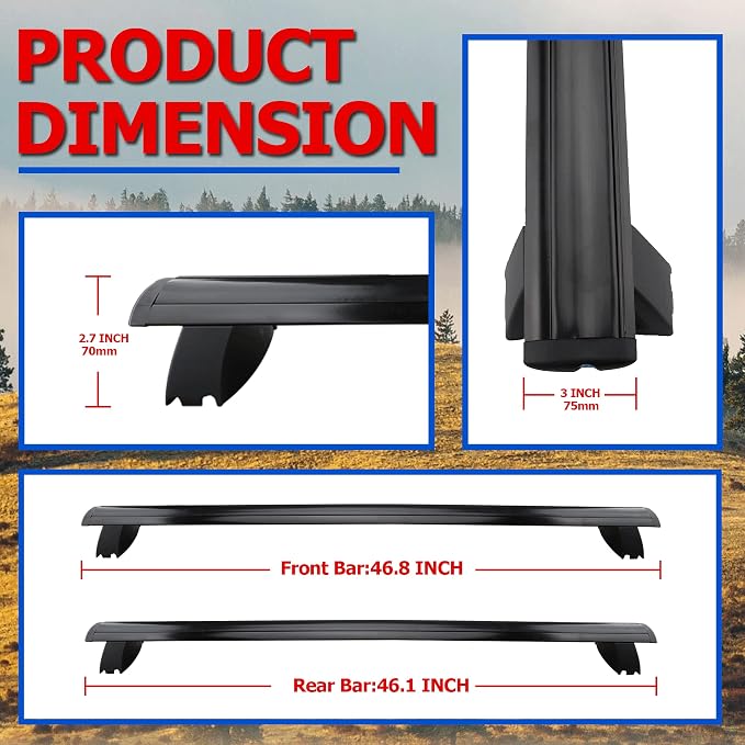 Roof Rack Cross Bars Compatible with 2011-2021 Grand Cherokee with Grooved Side Rails, Luggage Carrier CrossBars for Rooftop Cargo Luggage Kayak Bicycles Canoe with Grooved Side Rails