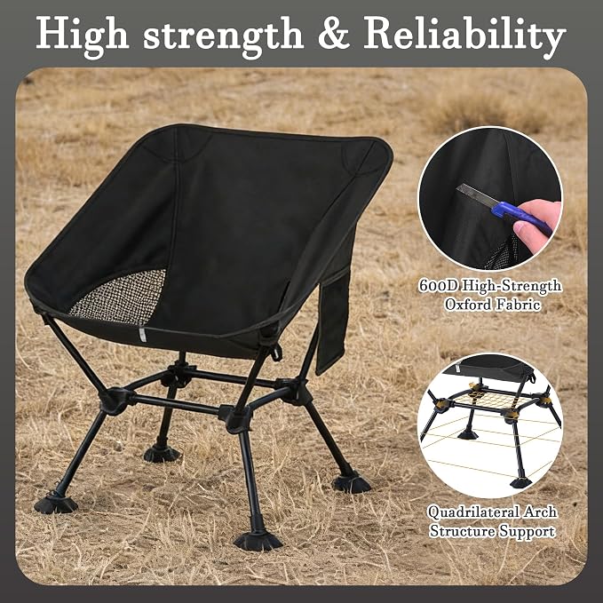 Ultralight Camping Chair,Compact Folding Chair with Anti-Sinking Large Feet and Storage Bag,Lightweight Backpack Chair for Naturehike,Travel,Beach,Hiking